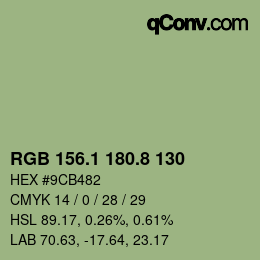 カラーコード: RGB 156.1 180.8 130 | qconv.com