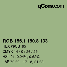 Color code: RGB 156.1 180.8 133 | qconv.com