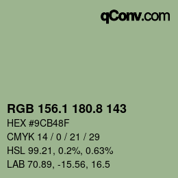 Color code: RGB 156.1 180.8 143 | qconv.com