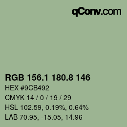カラーコード: RGB 156.1 180.8 146 | qconv.com