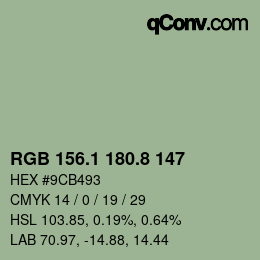 カラーコード: RGB 156.1 180.8 147 | qconv.com