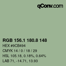 カラーコード: RGB 156.1 180.8 148 | qconv.com