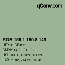 カラーコード: RGB 156.1 180.8 149 | qconv.com