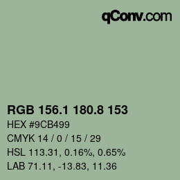 カラーコード: RGB 156.1 180.8 153 | qconv.com