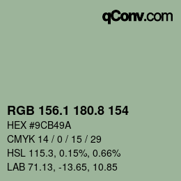 Color code: RGB 156.1 180.8 154 | qconv.com