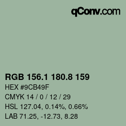 Color code: RGB 156.1 180.8 159 | qconv.com