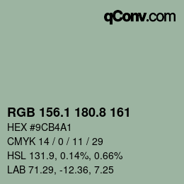 カラーコード: RGB 156.1 180.8 161 | qconv.com