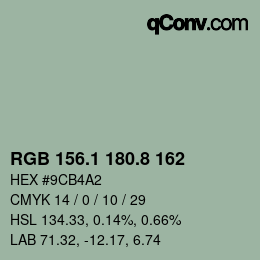 カラーコード: RGB 156.1 180.8 162 | qconv.com
