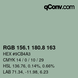 カラーコード: RGB 156.1 180.8 163 | qconv.com