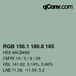 カラーコード: RGB 156.1 180.8 165 | qconv.com