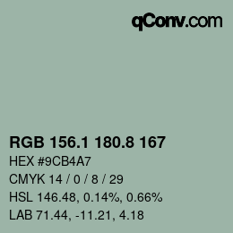 カラーコード: RGB 156.1 180.8 167 | qconv.com