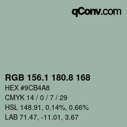 Color code: RGB 156.1 180.8 168 | qconv.com