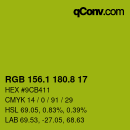 カラーコード: RGB 156.1 180.8 17 | qconv.com