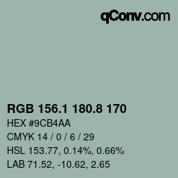 カラーコード: RGB 156.1 180.8 170 | qconv.com