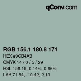 カラーコード: RGB 156.1 180.8 171 | qconv.com