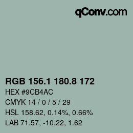Color code: RGB 156.1 180.8 172 | qconv.com