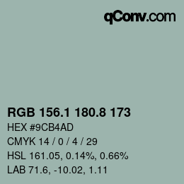 Color code: RGB 156.1 180.8 173 | qconv.com
