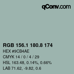 Color code: RGB 156.1 180.8 174 | qconv.com