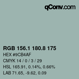 カラーコード: RGB 156.1 180.8 175 | qconv.com