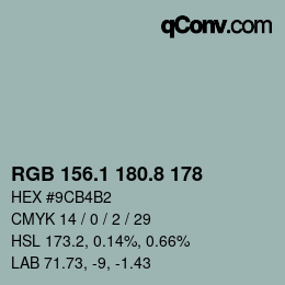 Color code: RGB 156.1 180.8 178 | qconv.com