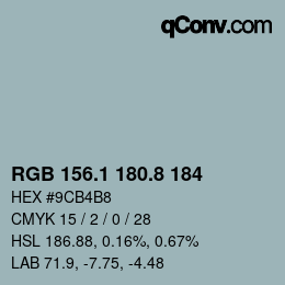 Color code: RGB 156.1 180.8 184 | qconv.com