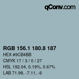 Color code: RGB 156.1 180.8 187 | qconv.com