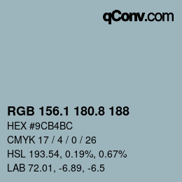 Color code: RGB 156.1 180.8 188 | qconv.com