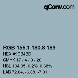 Color code: RGB 156.1 180.8 189 | qconv.com