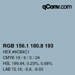 Color code: RGB 156.1 180.8 193 | qconv.com