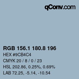 Color code: RGB 156.1 180.8 196 | qconv.com