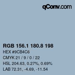 Color code: RGB 156.1 180.8 198 | qconv.com