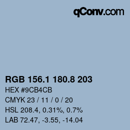 カラーコード: RGB 156.1 180.8 203 | qconv.com