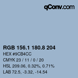 Color code: RGB 156.1 180.8 204 | qconv.com
