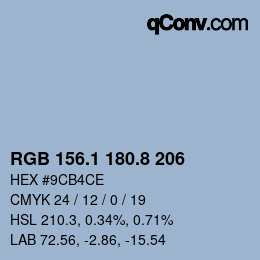 Color code: RGB 156.1 180.8 206 | qconv.com