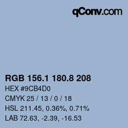 Color code: RGB 156.1 180.8 208 | qconv.com