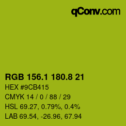 カラーコード: RGB 156.1 180.8 21 | qconv.com