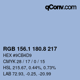 Color code: RGB 156.1 180.8 217 | qconv.com