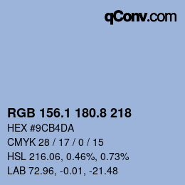 Color code: RGB 156.1 180.8 218 | qconv.com