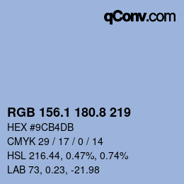 Color code: RGB 156.1 180.8 219 | qconv.com