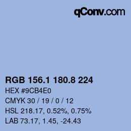 Color code: RGB 156.1 180.8 224 | qconv.com
