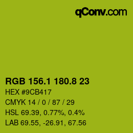 カラーコード: RGB 156.1 180.8 23 | qconv.com