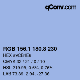 Color code: RGB 156.1 180.8 230 | qconv.com