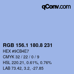 Color code: RGB 156.1 180.8 231 | qconv.com