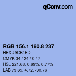 カラーコード: RGB 156.1 180.8 237 | qconv.com