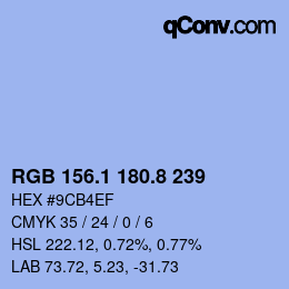 Color code: RGB 156.1 180.8 239 | qconv.com
