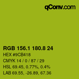 カラーコード: RGB 156.1 180.8 24 | qconv.com