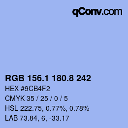 カラーコード: RGB 156.1 180.8 242 | qconv.com