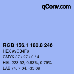 カラーコード: RGB 156.1 180.8 246 | qconv.com