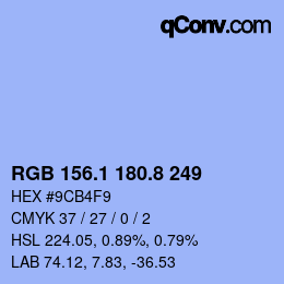 Color code: RGB 156.1 180.8 249 | qconv.com