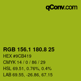 カラーコード: RGB 156.1 180.8 25 | qconv.com